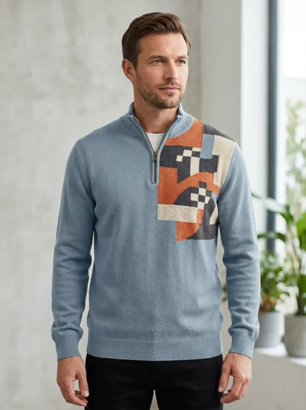 Half-Zip Half-Zip Geometric Men's Half-Zip Sweatshirt