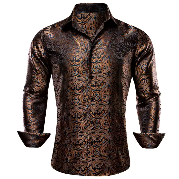 Casual Paisley Long Sleeve Silk Dress Shirt