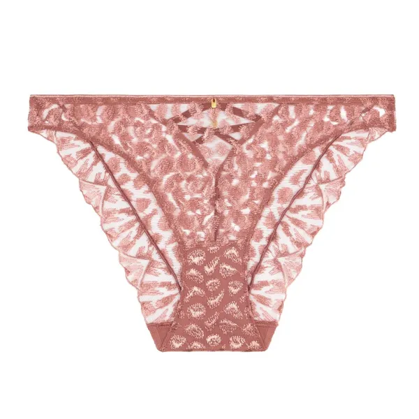 Women's High Cut Elastic Waistband Cotton Gusset Embroidery Cotton Cutout Detail Soft Fabric Stretch Fit Bikini Panty
