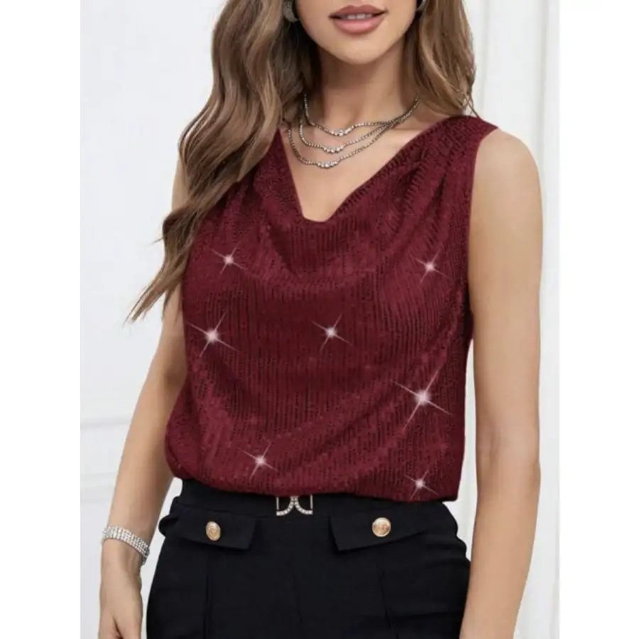 Sequin Cowl Neck Tank