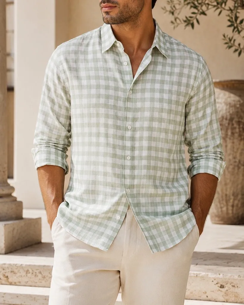 Checked Slim Fit Button Down Men's Formal Shirt