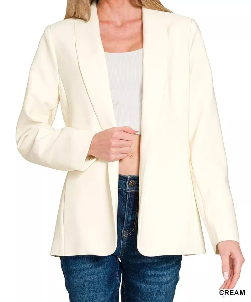 Woven Long Sleeve Blazer With Lining