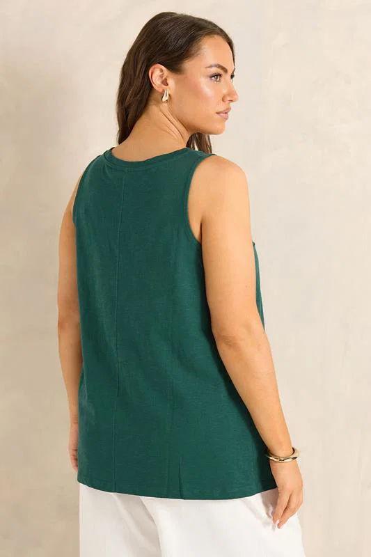 Teal Green Premium Cotton Vest Top detail 2