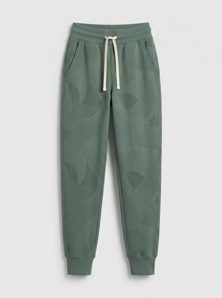 Women's Sage Green Abstract Line Pattern Printed Joggers