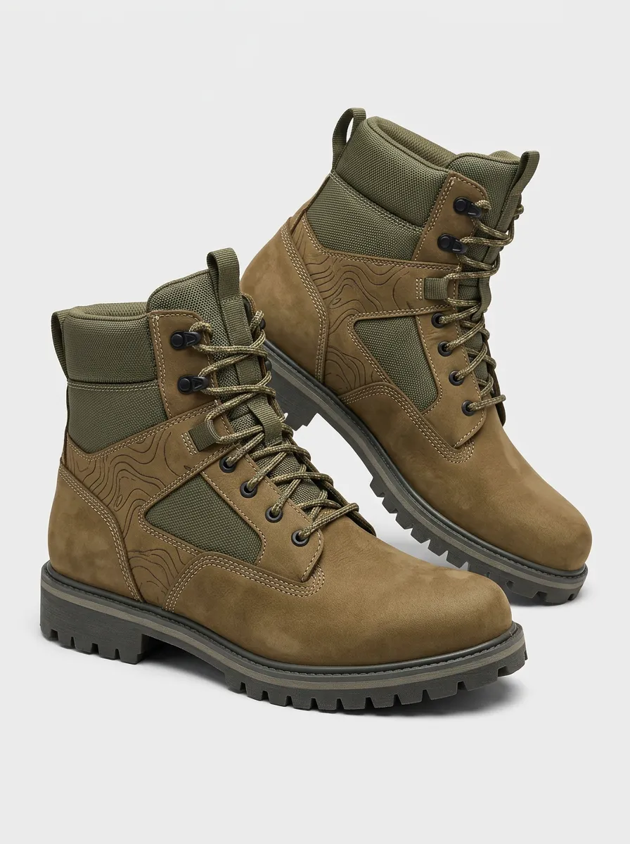 Unisex Outdoor Hiking Topographic Map Print Work Boots
