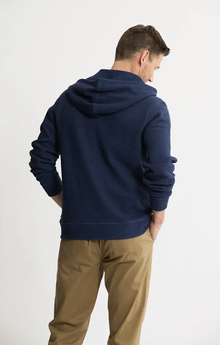 Doubleface Mesh Hooded Henley Pullover