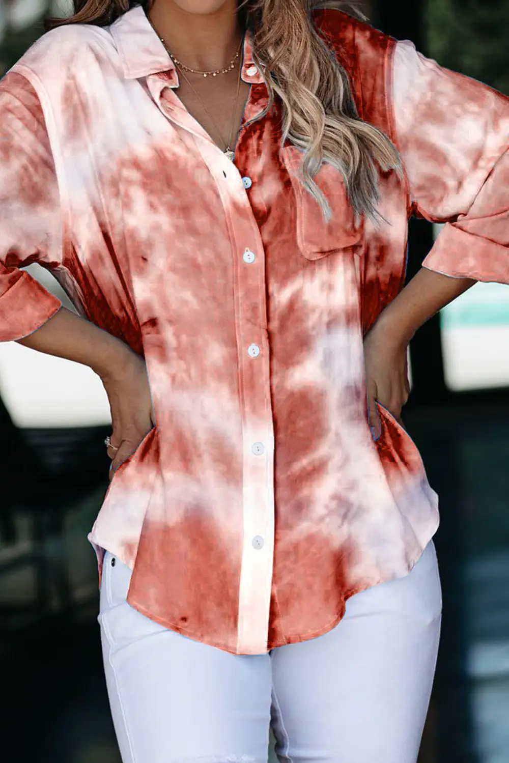 Whirlwind Tie Dye Button Shirt with Pocket