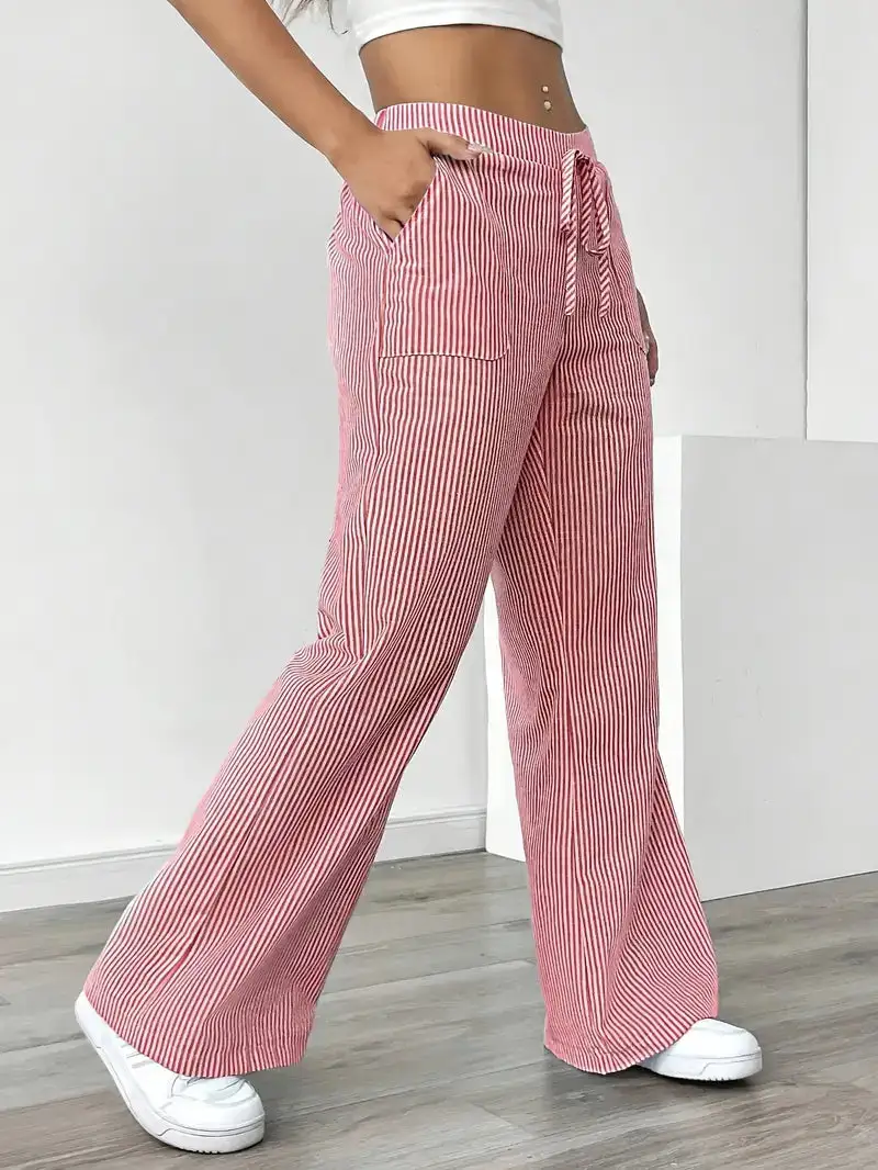 Classic Wide Leg Striped Trousers
