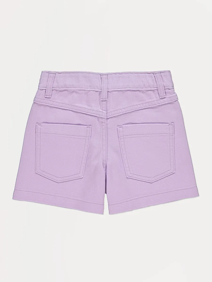 Purple Charm Print Denim Shorts