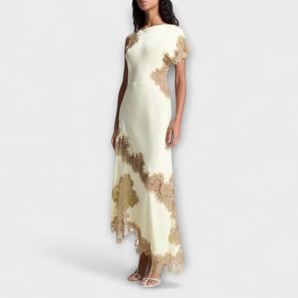 Lace Satin Sleeveless Maxi Dress