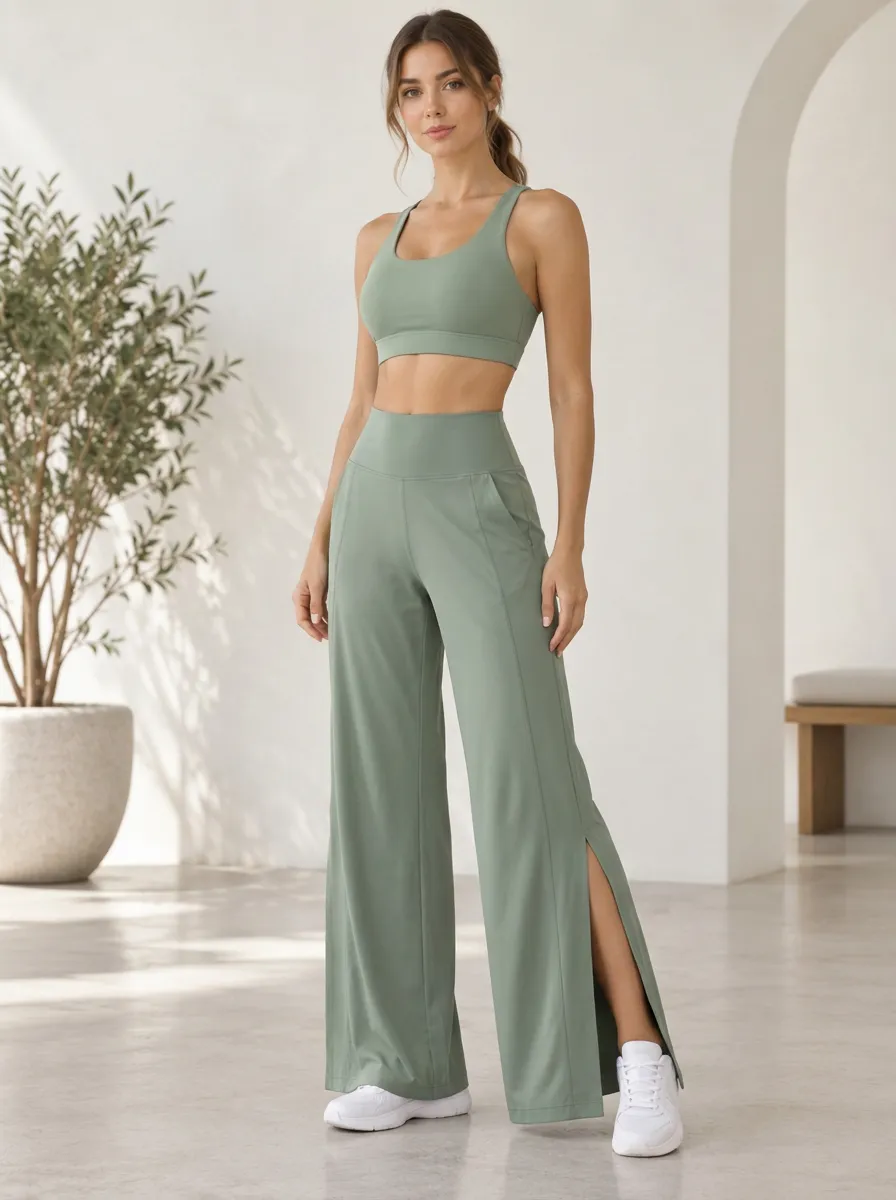 Studio Ready Women's Wide Leg Slit Yoga Pants