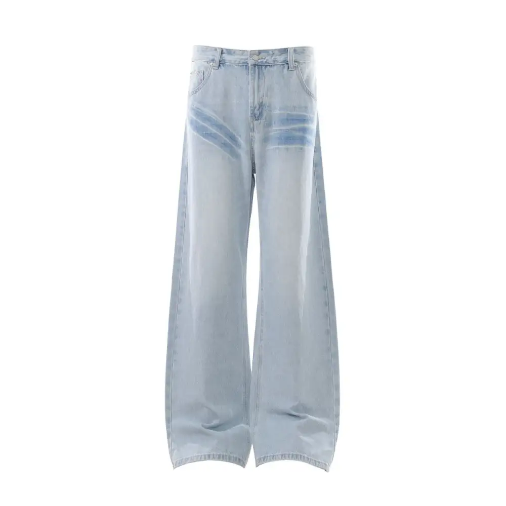 Flare Washed Lightning Detail Denim Jeans