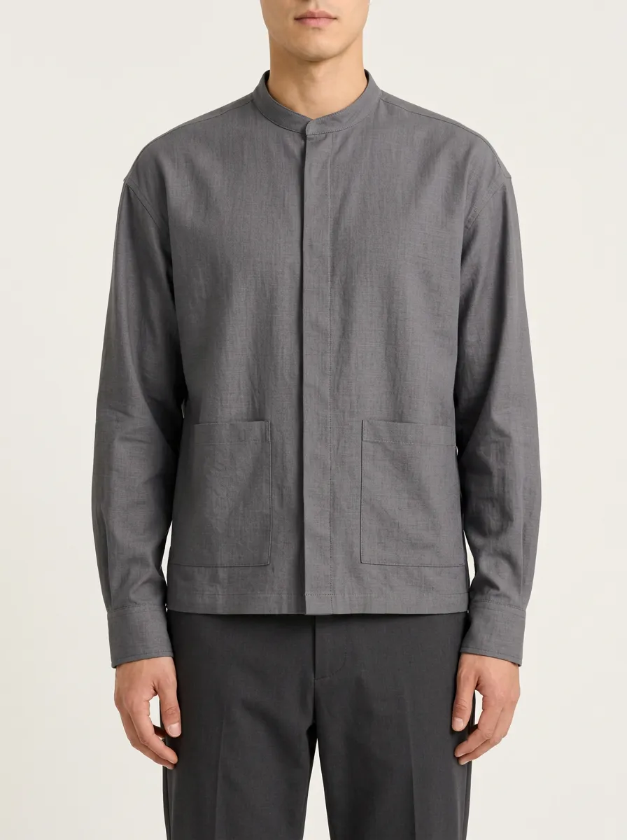 Unisex Grey Shirt with Pocket Finish