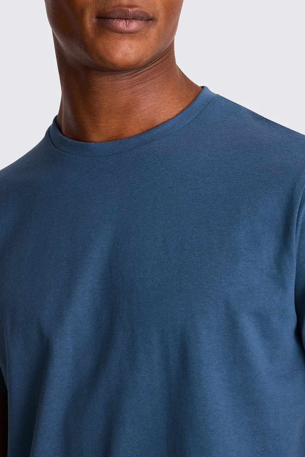 Blue Pure Cotton Round-Neck Casual T-Shirt For Men