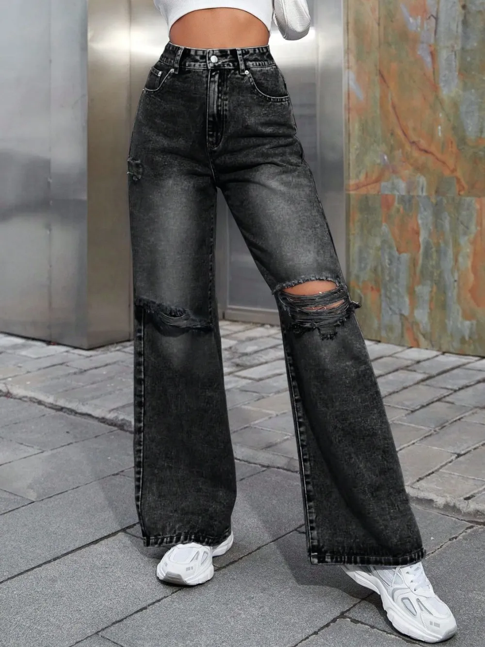 Relaxed Fit Collared Denim Jeans