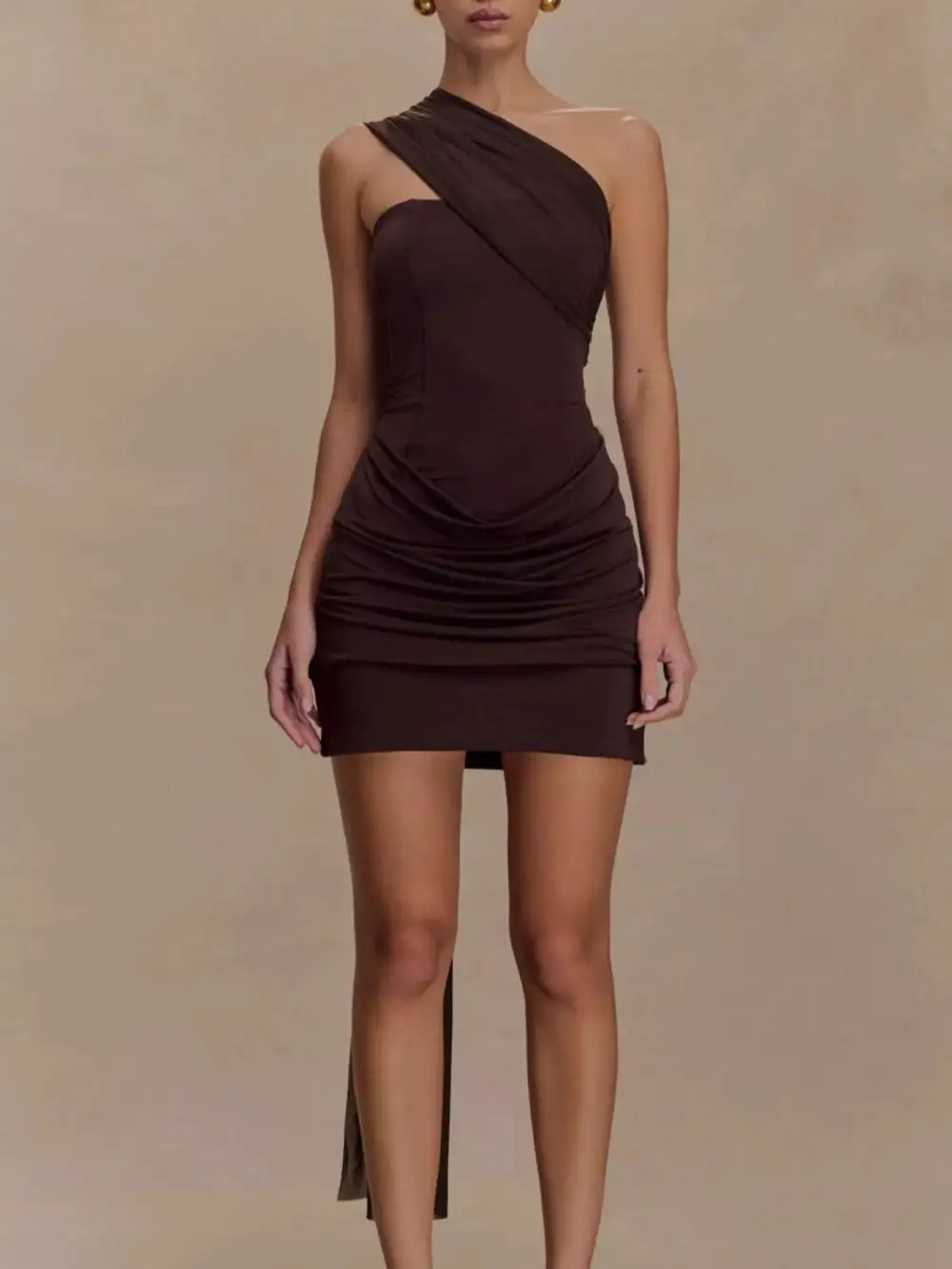 Textured Detail Ruched Mini Dress