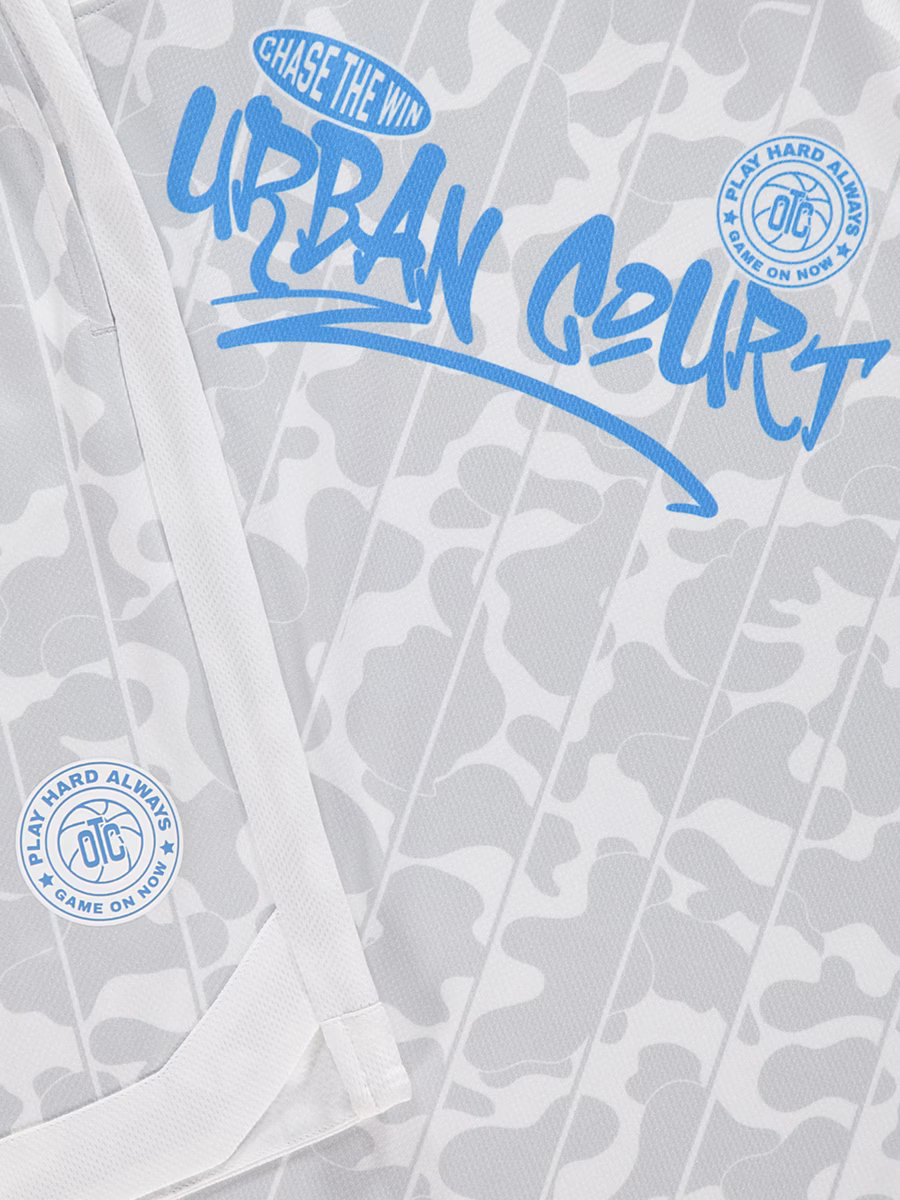 Grey Camouflage Basketball Vest and Shorts Set detail 1