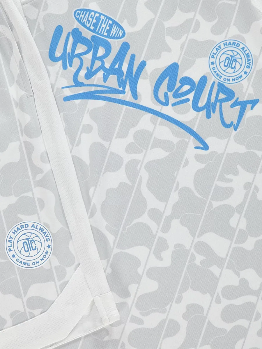 Grey Camouflage Basketball Vest and Shorts Set