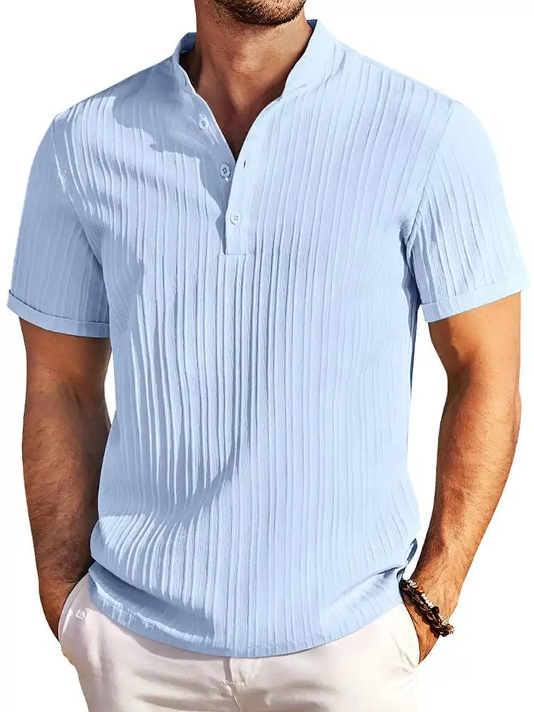 Casual Textured Henley T-Shirt