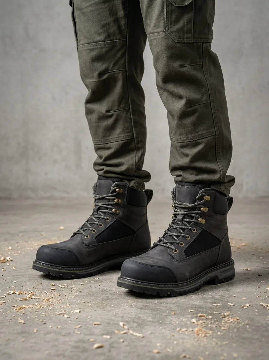 Men's Rugged Waterproof Tactical Outdoor Graphic Detail Work Boots