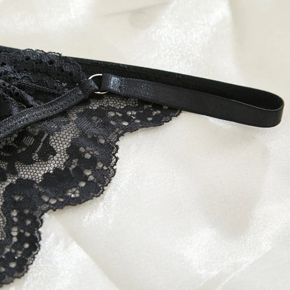 Sheer Lace Suspender Bra And Panty Set