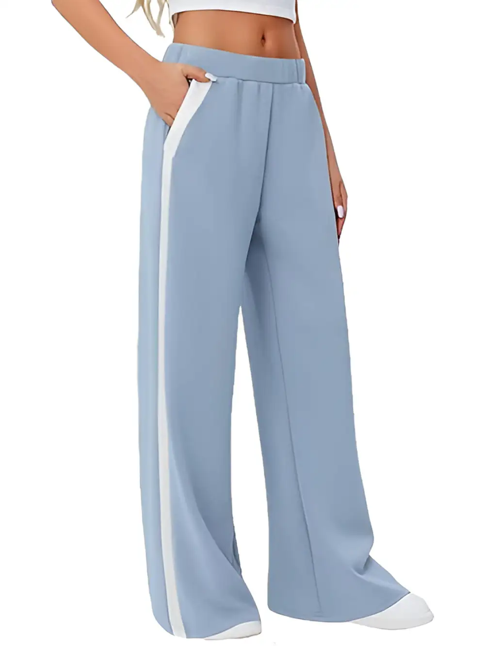 Relaxed Side Striped Wide Leg Pants