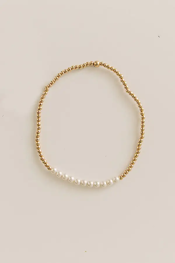 Pearl Beaded Crystal Petite Stretch Bracelet