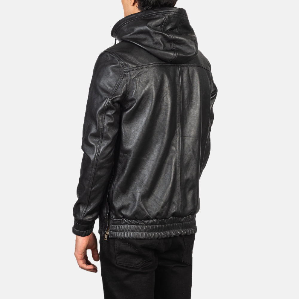 Men's Utility Hooded Leather Jacket