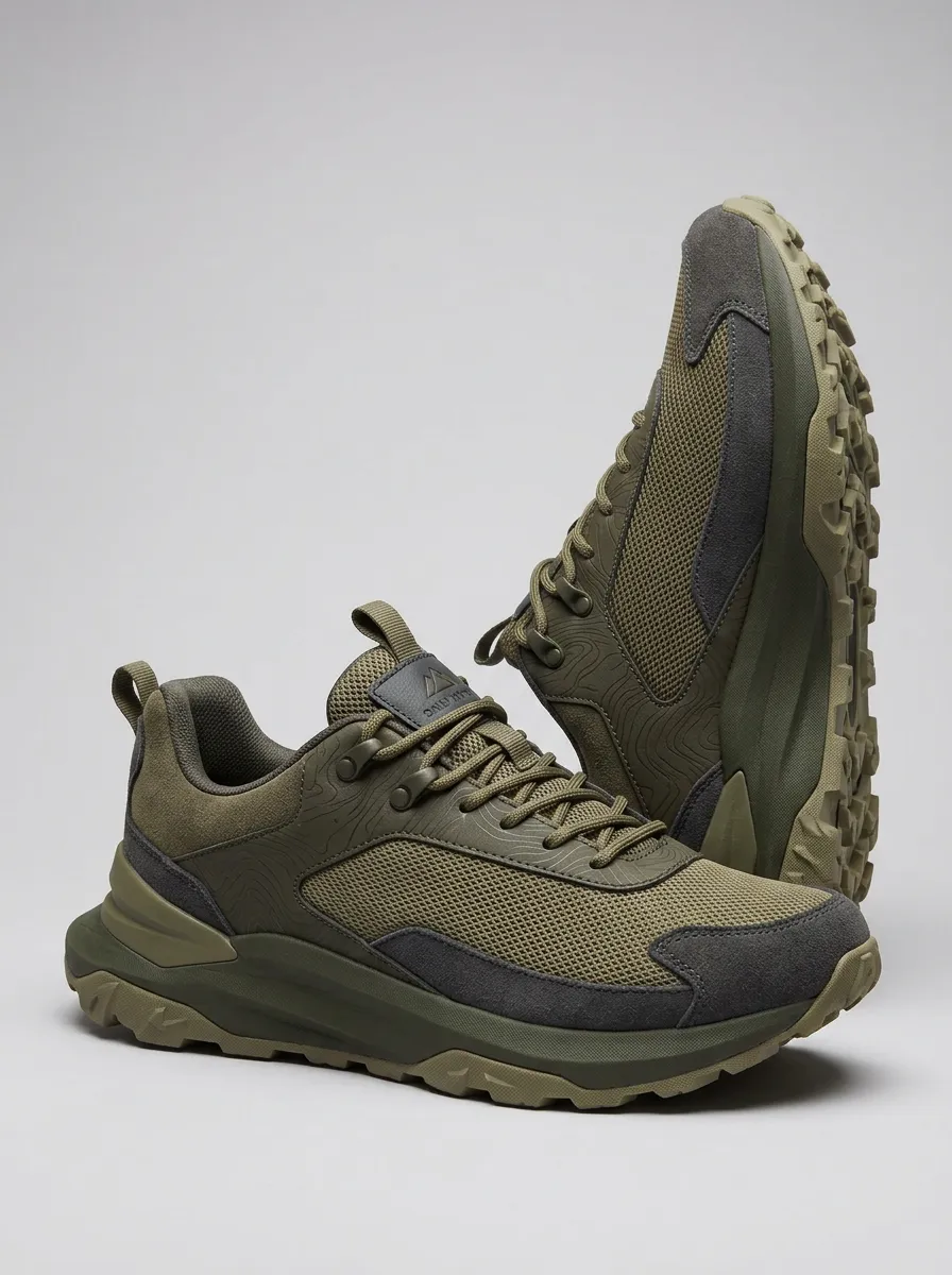 Trail-Inspired Texture Hiking-Inspired Topographic Casual Sneakers