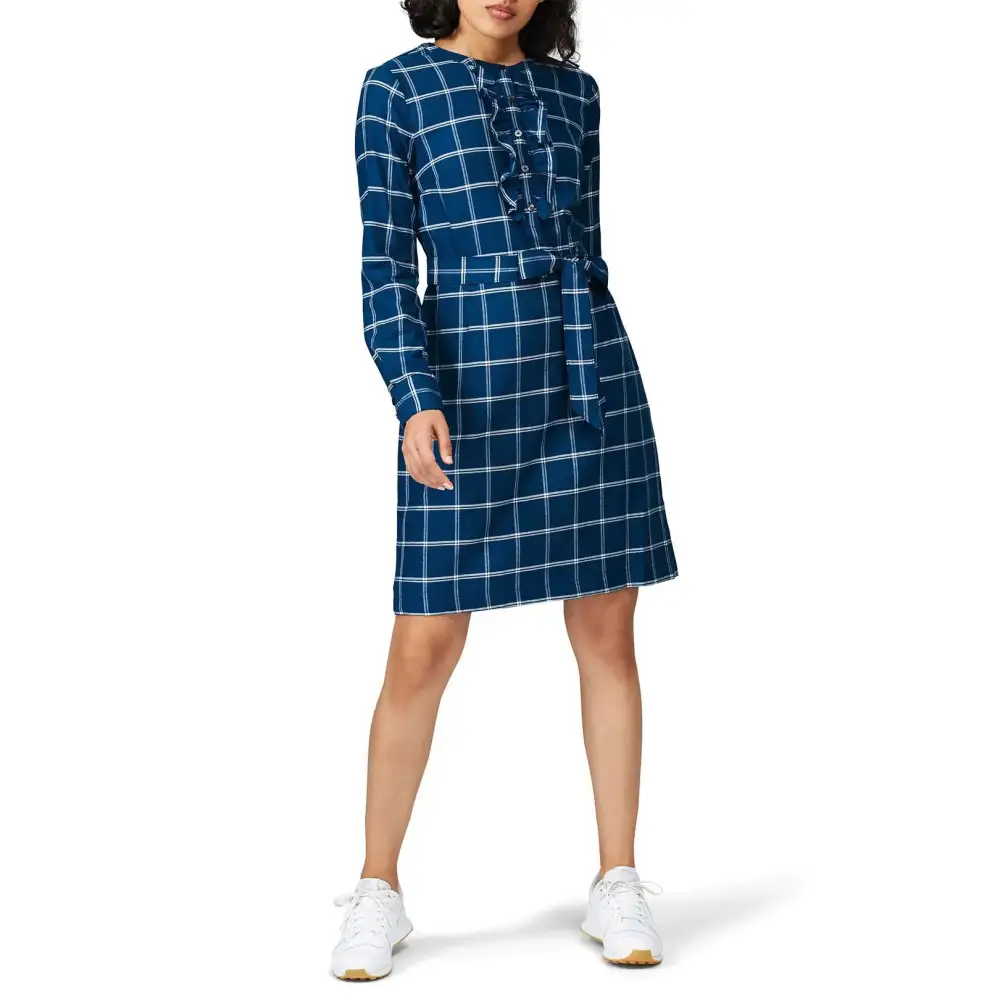 Plaid Ruffle Detail Casual Dress