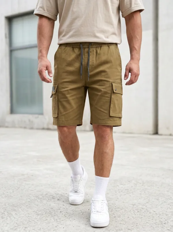 Streetwear Multi-Pocket Drawstring Cargo Shorts