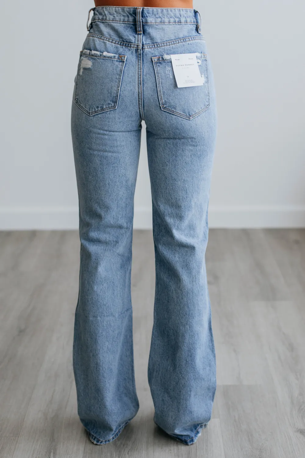 Distressed High Rise Flare Jeans