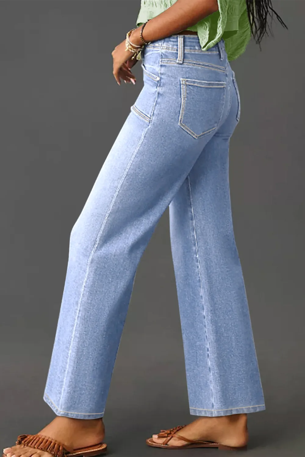 Light Blue Cropped Straight Jeans