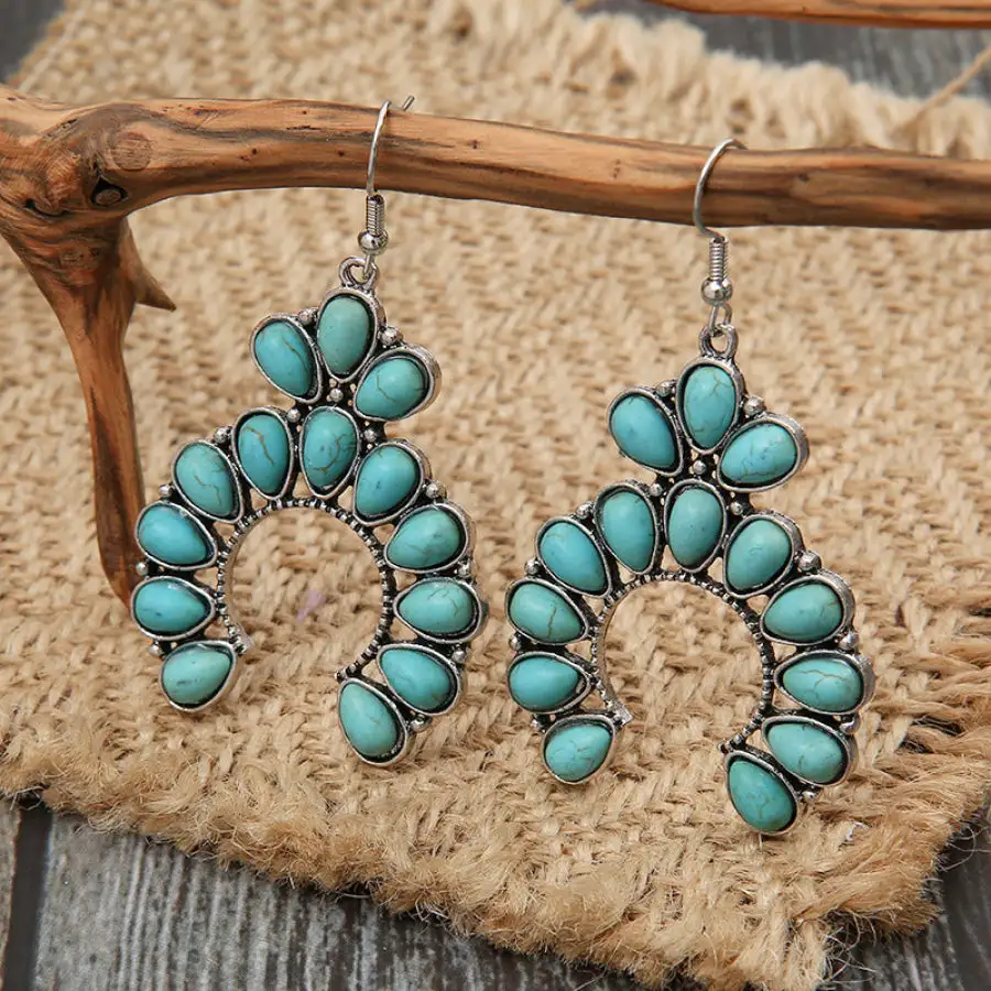 Classic Artificial Turquoise Drop Earrings