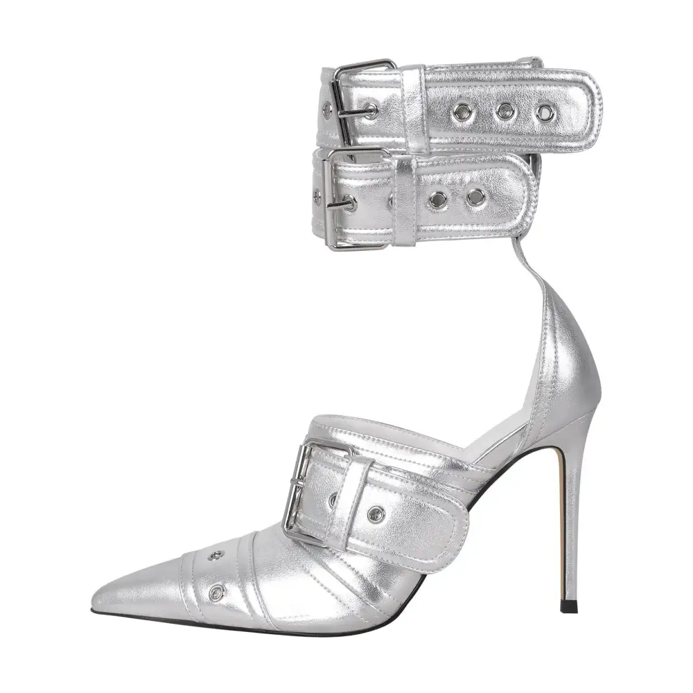 Sleek Pointed Toe Stiletto Buckle Strap Pumps
