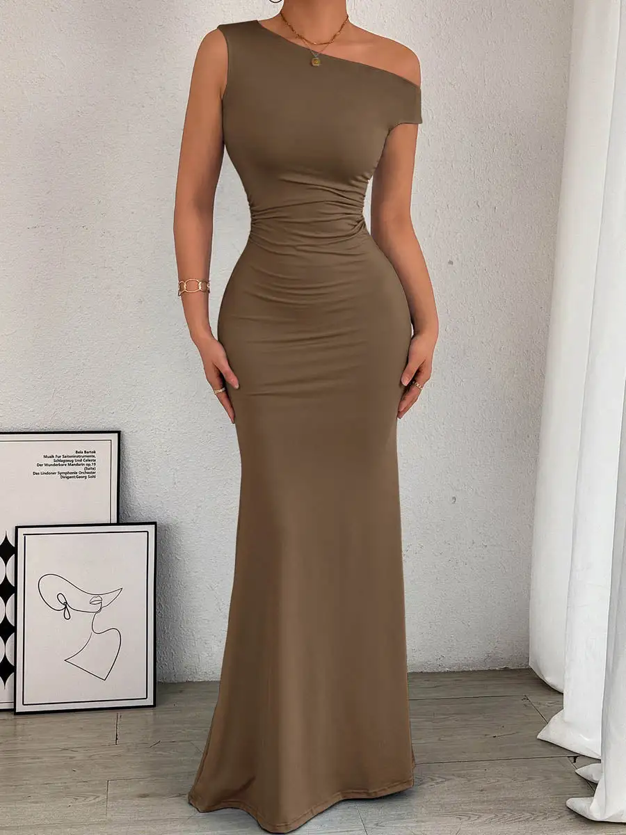 Waisted Pleated Maxi Dress