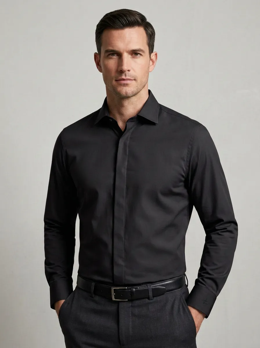 Men's Non-Iron Cotton Sage Green Long Sleeve Dress Shirt