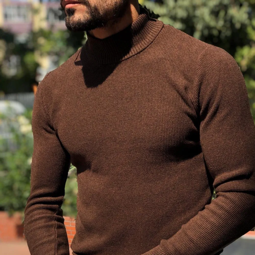 Classic Slim Fit Knit Cotton Turtleneck Sweater