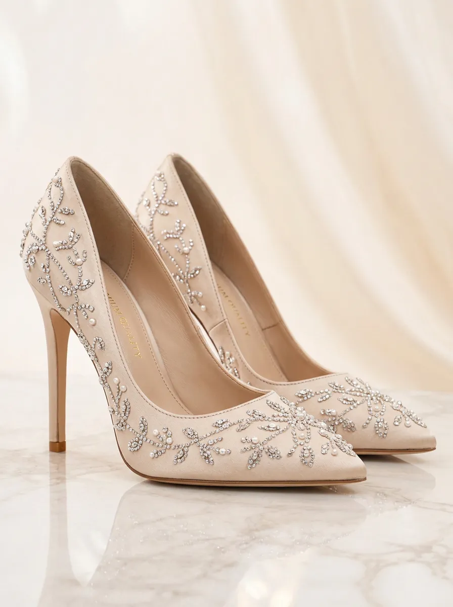 Rhinestone Pearl Floral Bridal Women's Formal High Heels