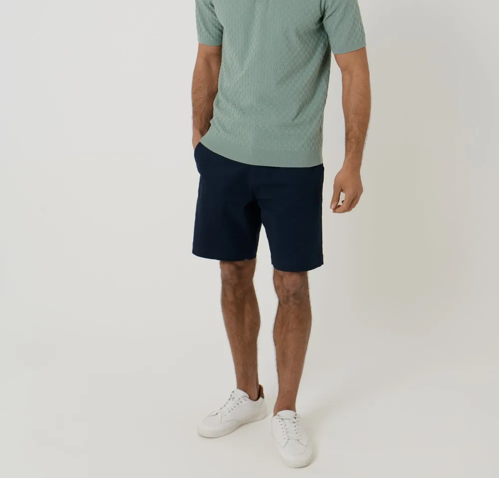 Men's Sage Green Basket Stitch Knitted Polo