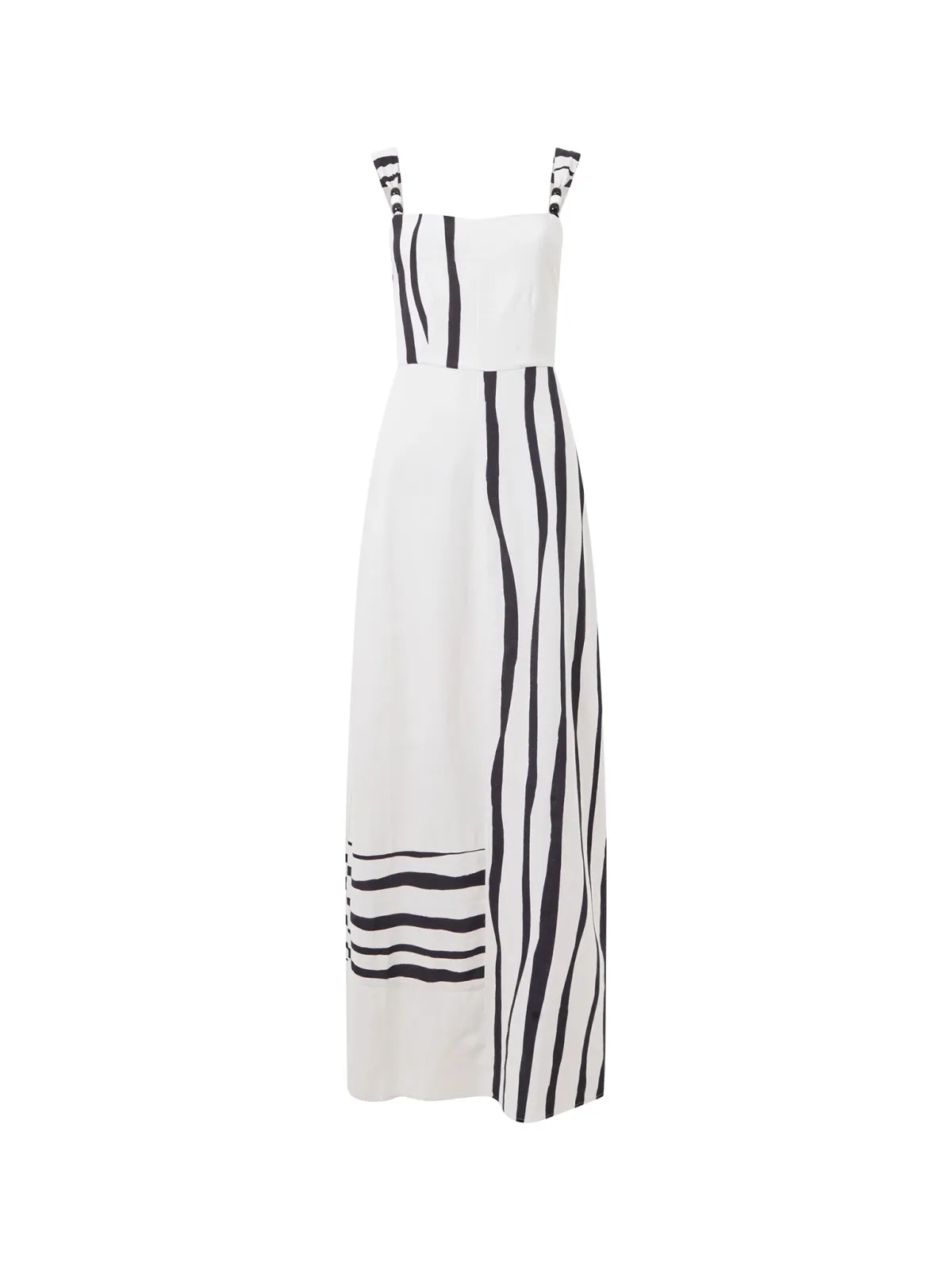Creative Wave Stripe Square Neck Dress
