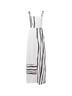 Creative Wave Stripe Square Neck Dress