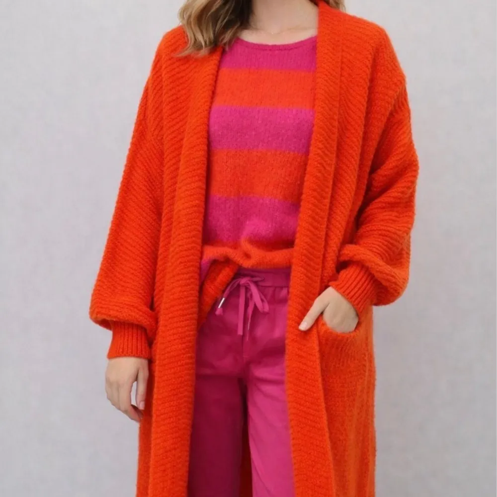 Fine Knit Wool Cotton Oversized Longline Cardigan