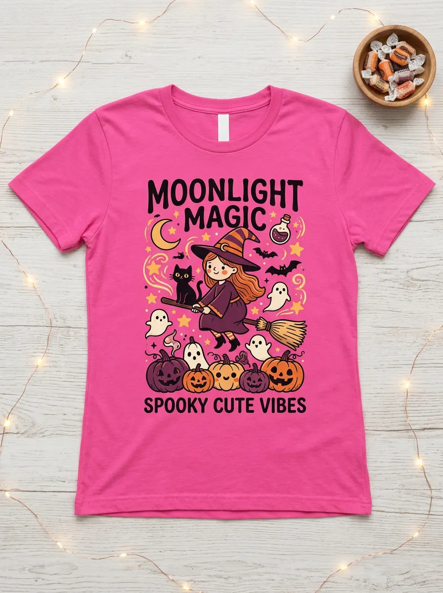 Pumpkin Cat Magic Halloween Graphic T-Shirt