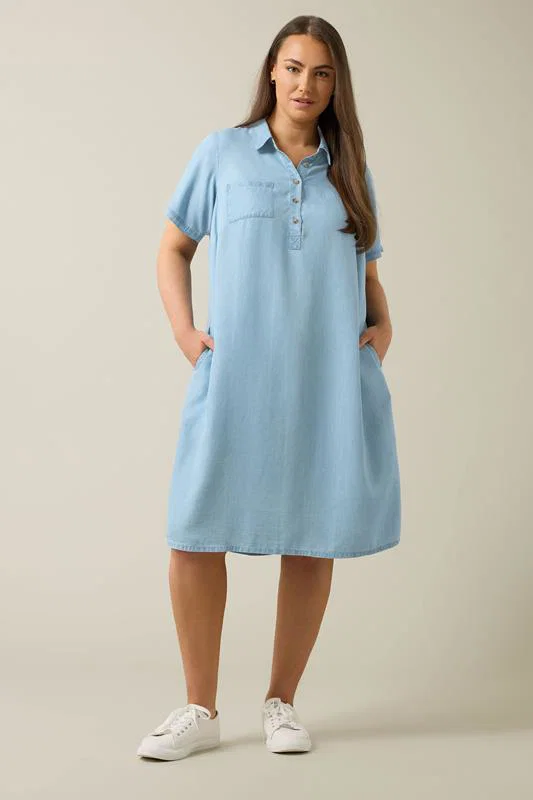 Light Blue Lyocell Denim Dress detail 1