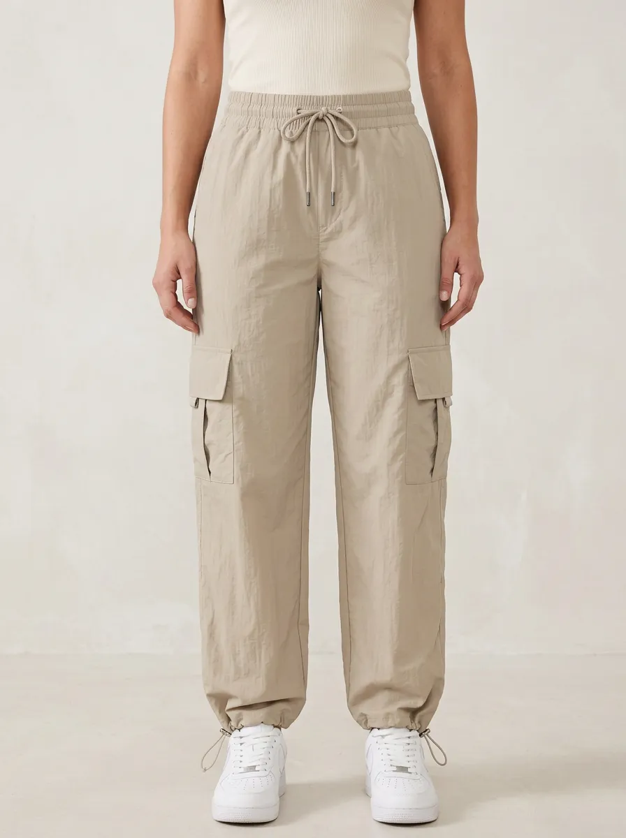 Drawstring Elastic-Waist Casual Breathable Cargo Pants