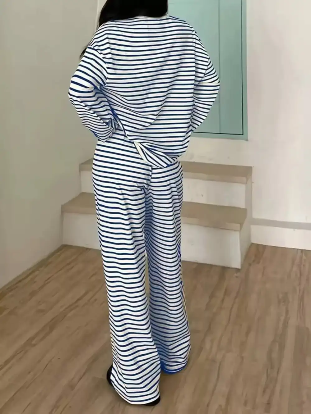 Relaxed Striped Long Sleeve Top and Pants Set