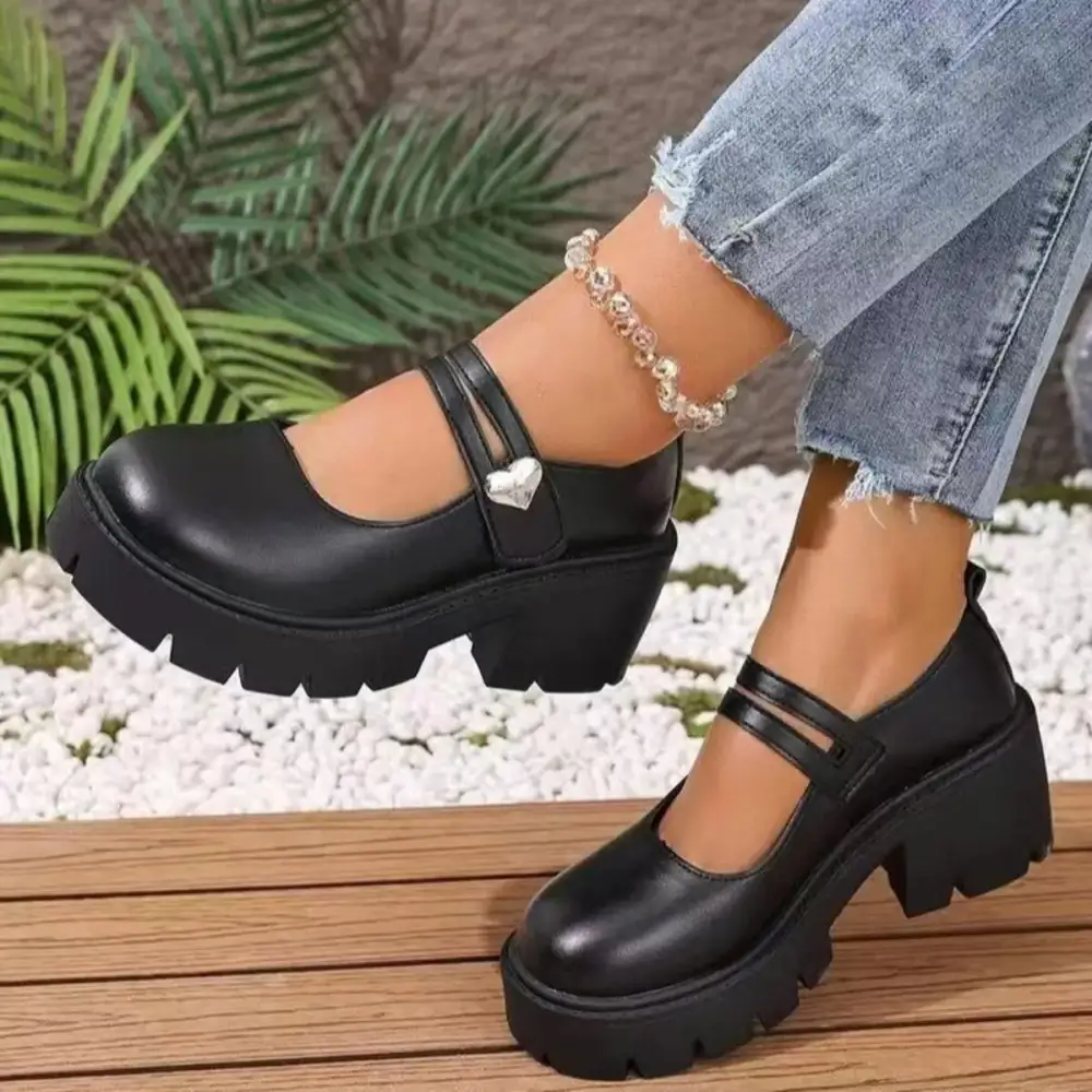 Relaxed Round Toe Block Heel Loafers