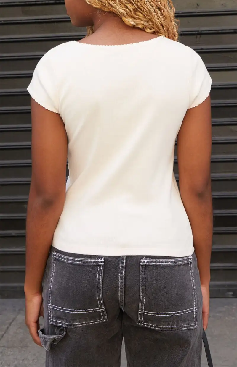 John Galt Light Pink Leslie Scalloped Top