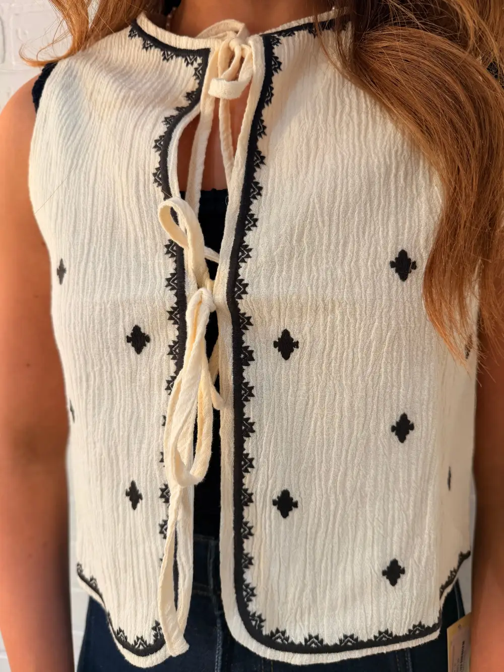 Diamond Tie Front Vest